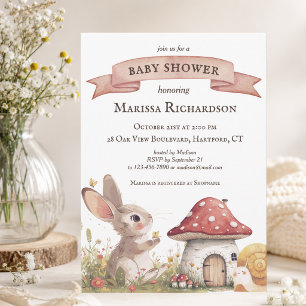 Invitación de Baby Shower de Conejito Rústico