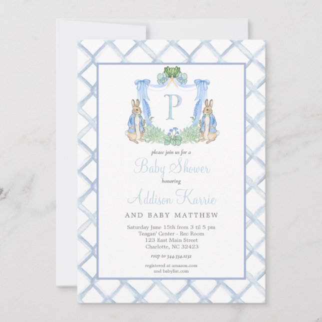 Invitación de Baby Shower de conejo (Anverso)