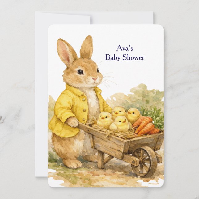 Invitación de Baby Shower de Conejo de Pascua Feli (Anverso)