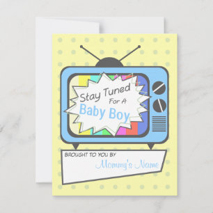 Invitación de Baby Shower de conjunto de TV azul r