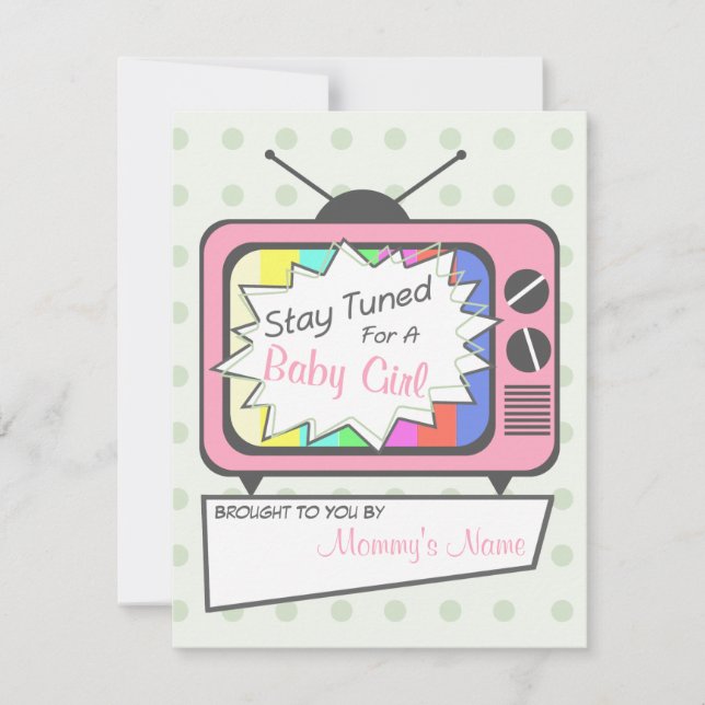 Invitación de Baby Shower de conjunto de TV rosa r (Anverso)