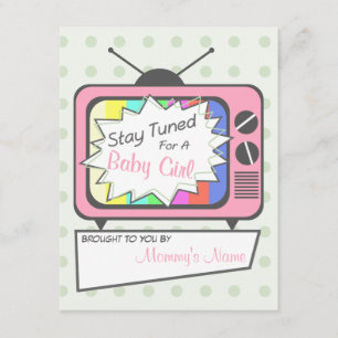 Invitación de Baby Shower de conjunto de TV rosa r