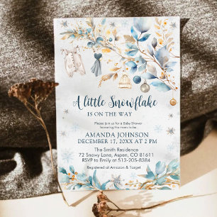 Invitación de Baby Shower de copitos de nieve de i