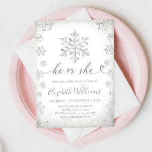 Invitación de Baby Shower de copo de nieve de invi