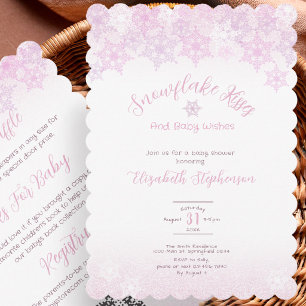 Invitación de Baby Shower de Copo de Nieve Rosa a