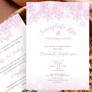 Invitación de Baby Shower de Copo de Nieve Rosa a 