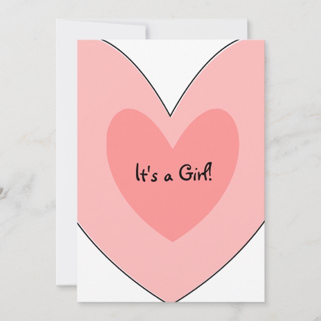 Invitación de Baby Shower de corazón rosado (Anverso)
