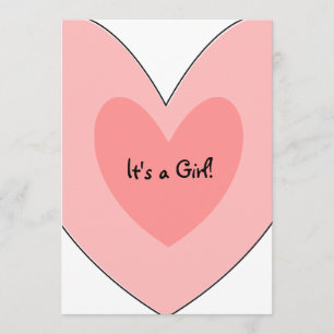 Invitación de Baby Shower de corazón rosado