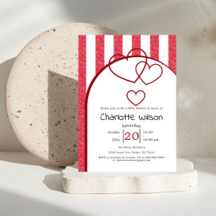 Invitación de baby shower de corazones triples con