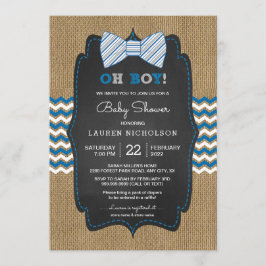 invitación de baby shower de corbata de lazo rústi