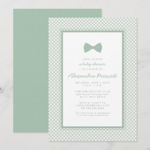 invitación de baby shower de corbata de lazo verde