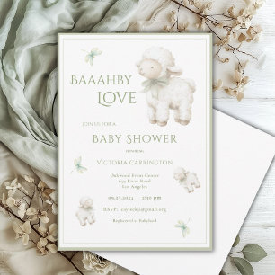 Invitación de Baby Shower de Cordero Amor Baahby