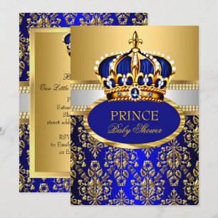 Invitación de baby shower de Corona Azul Real Prín