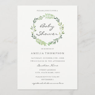 Invitación de baby shower de corona de acuarela