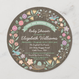Invitación de Baby Shower de Corona Floral del Bos