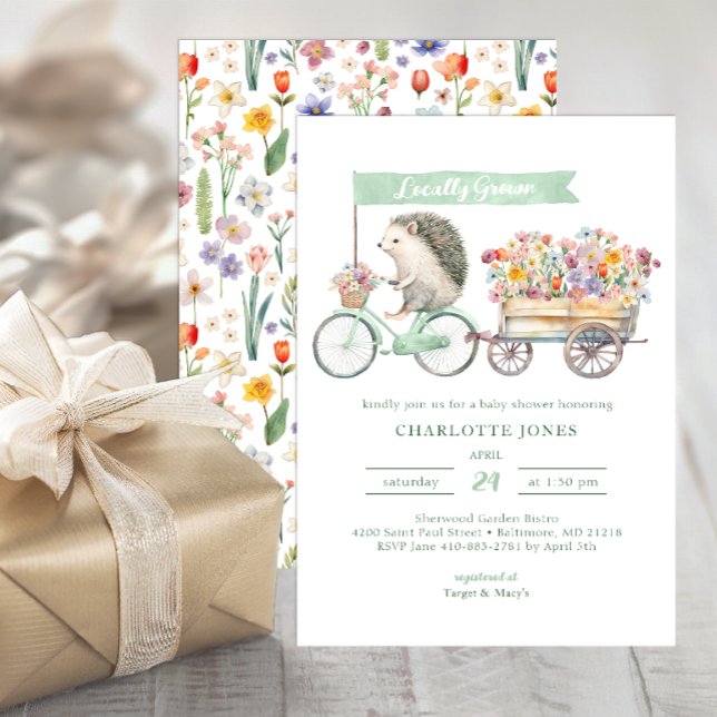 Invitación de Baby Shower de cosecha local Florale (Whimsical Baby Shower Invite)