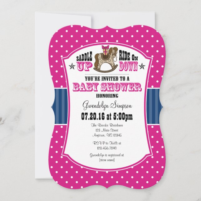 Invitación de Baby Shower de Cowboy azul rosado ca (Anverso)
