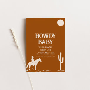 Invitación de Baby Shower de Cowboy Howdy del Suro