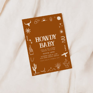 Invitación de Baby Shower de Cowboy Howdy del Suro