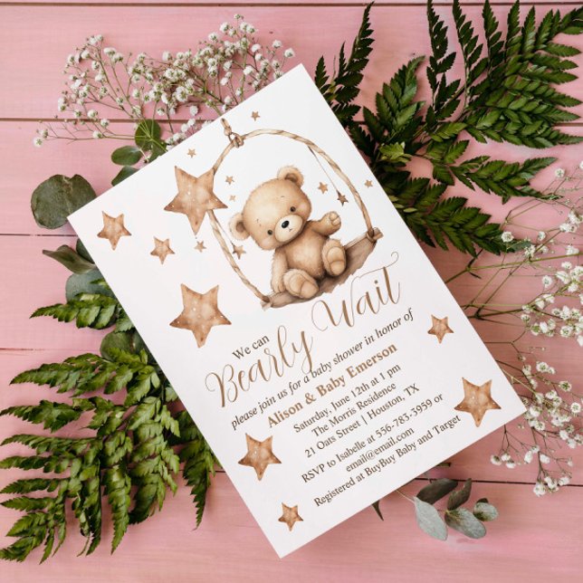 Invitación de Baby Shower de cradle "Apenas podemo ("We can Barely Wait" Cradle Baby Shower Invitation)