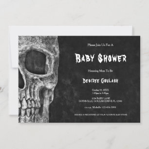 Invitación de baby shower de cráneo medio gótico n