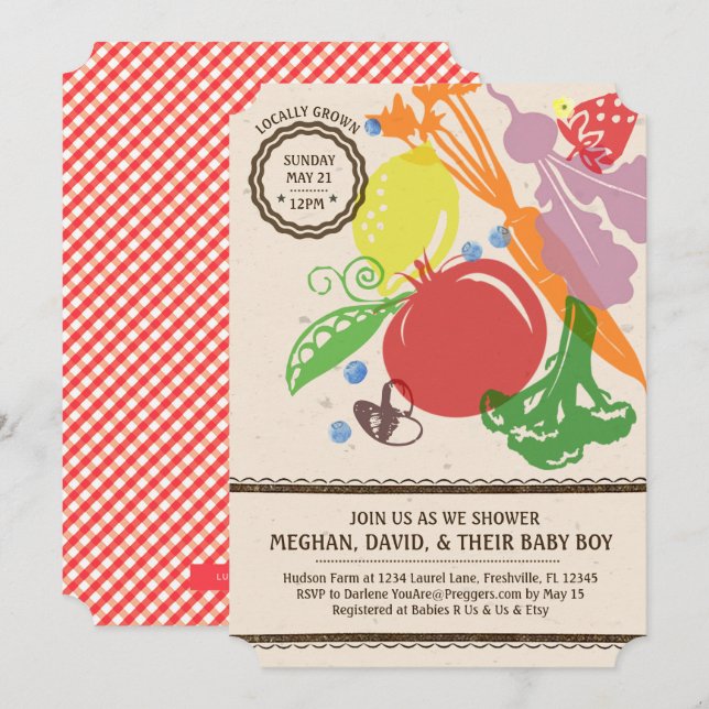 Invitación de Baby Shower de crecimiento local (Anverso / Reverso)