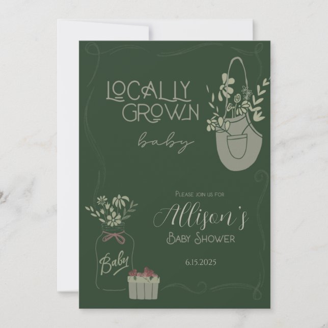 Invitación de Baby Shower de crecimiento local (Anverso)
