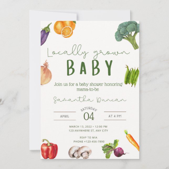 Invitación de Baby Shower de crecimiento local (Anverso)