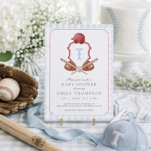 Invitación de Baby Shower de Cresta de Béisbol Ele
