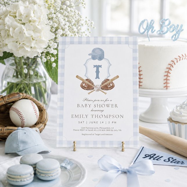 Invitación de baby shower de cresta de béisbol pre (Subido por el creador)
