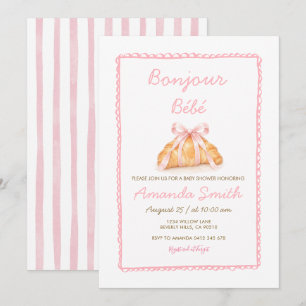 Invitación de Baby Shower de Croissant Francés Ros