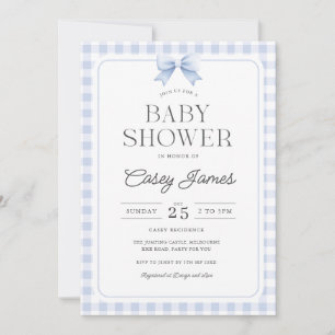 Invitación de Baby Shower de Cuadros Azules