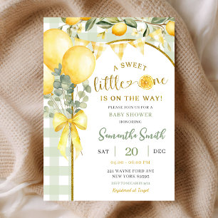 invitación de baby shower de cuadros de limón