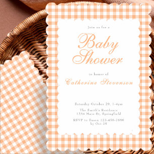 Invitación de Baby Shower de Cuadros Naranja Paste