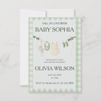 Invitación de Baby Shower de Cuadros Otoñales para