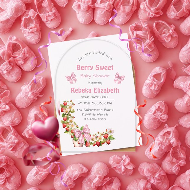 Invitación de Baby Shower de Cuadros Rosados de Fr (Subido por el creador)