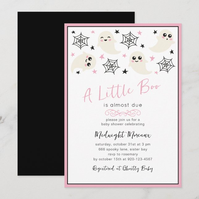 Invitación de Baby Shower de Cute A Un Pequeño Boo (Anverso / Reverso)