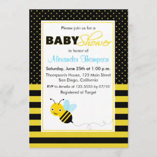 Invitación de Baby Shower de Cute Bumble Bees Boy