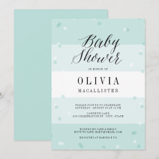 Invitación de Baby Shower de Cute Confetti Aqua St