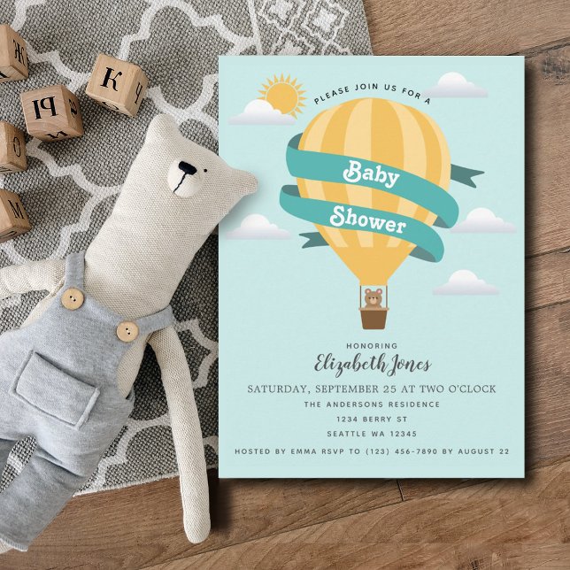 Invitación de Baby Shower de Cute Hot Air Balloon  (Subido por el creador)