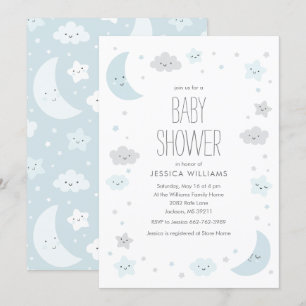 Invitación de Baby Shower de Cute Moon & Stars Fra