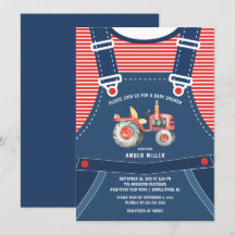 Invitación de Baby Shower de Cute Overalls Farm Tr