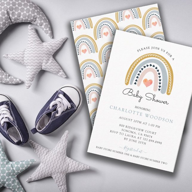 Invitación de Baby Shower de Cute Rainbow Watercol (Subido por el creador)