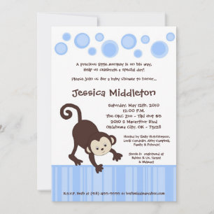 Invitación de Baby Shower de danza del mono pop az