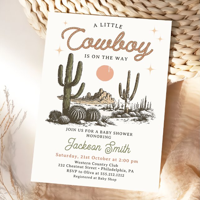 Invitación de Baby Shower de Deert Western Cowboy  (Subido por el creador)