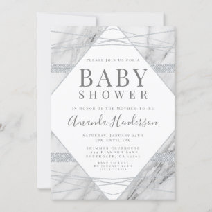 Invitación de Baby Shower de Diamante y Mármol