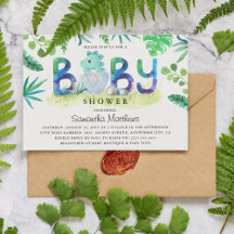 Invitación de Baby Shower de Dinosaurio Adorable B