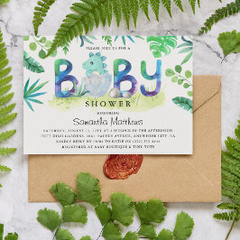 Invitación de Baby Shower de Dinosaurio Adorable B