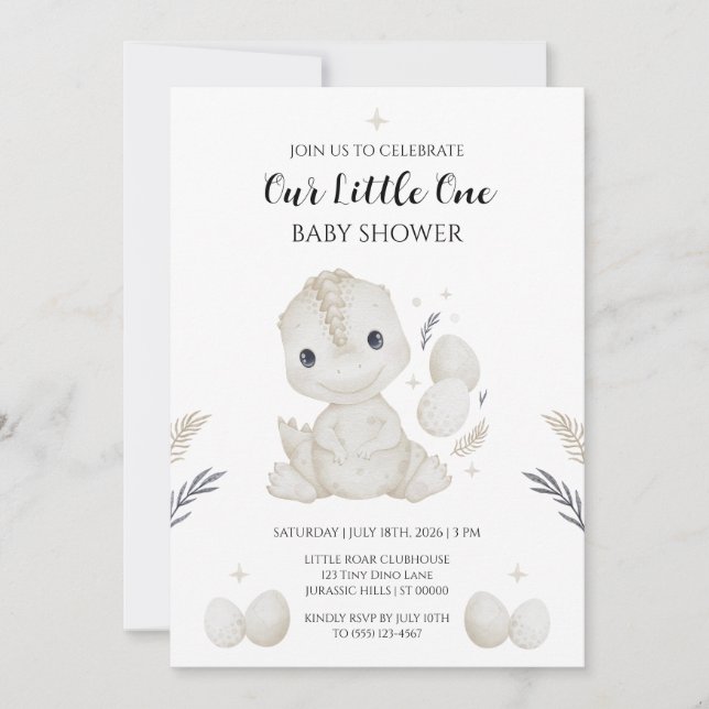 Invitación de Baby Shower de Dinosaurio que Empoll (Anverso)