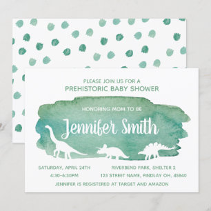 Invitación de Baby Shower de dinosaurios de color